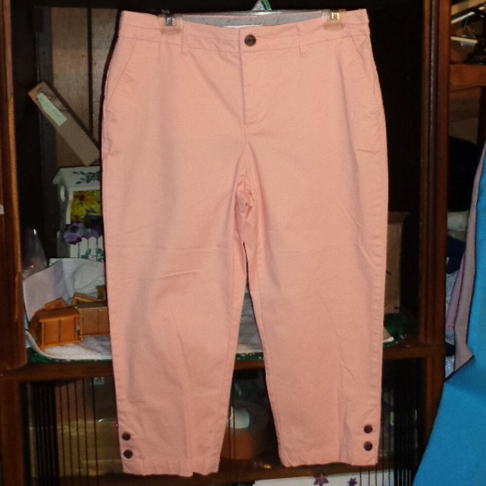 CROFT & BARROW STRETCH PEDDLE PUSHER CAPRI JEANS-SZ 10-PRETTY PINK!